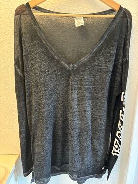 PINK Victoria's Secret Charcoal V-Neck Lightweight Long Sleeve Top